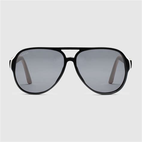 gucci aviator acetate and metal sunglasses|Gucci unisex aviator sunglasses.